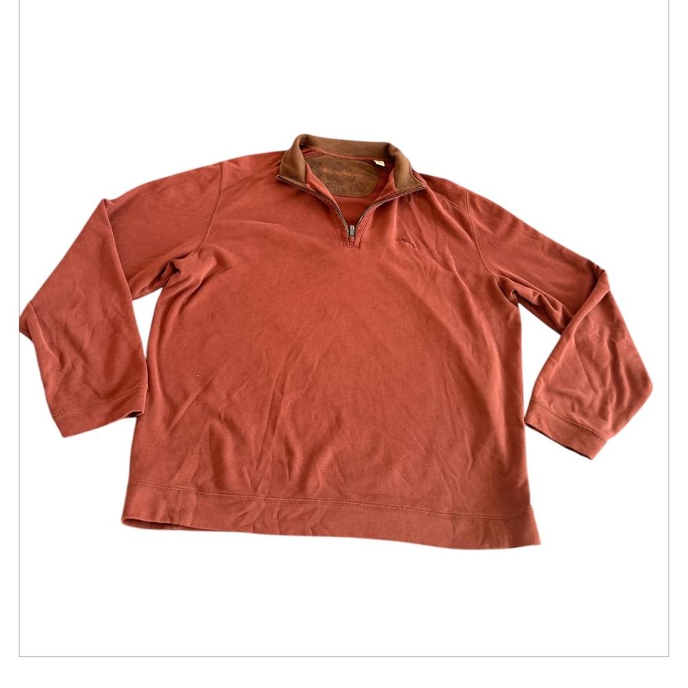 Tommy Bahama 1/4 Zip Pullover Shirt Long‎ Sleeve Pima Cotton Men’s SZ XL Orange